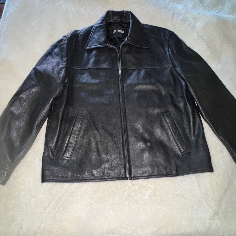 GUESS Vintage Men's Dark Leather Jacket